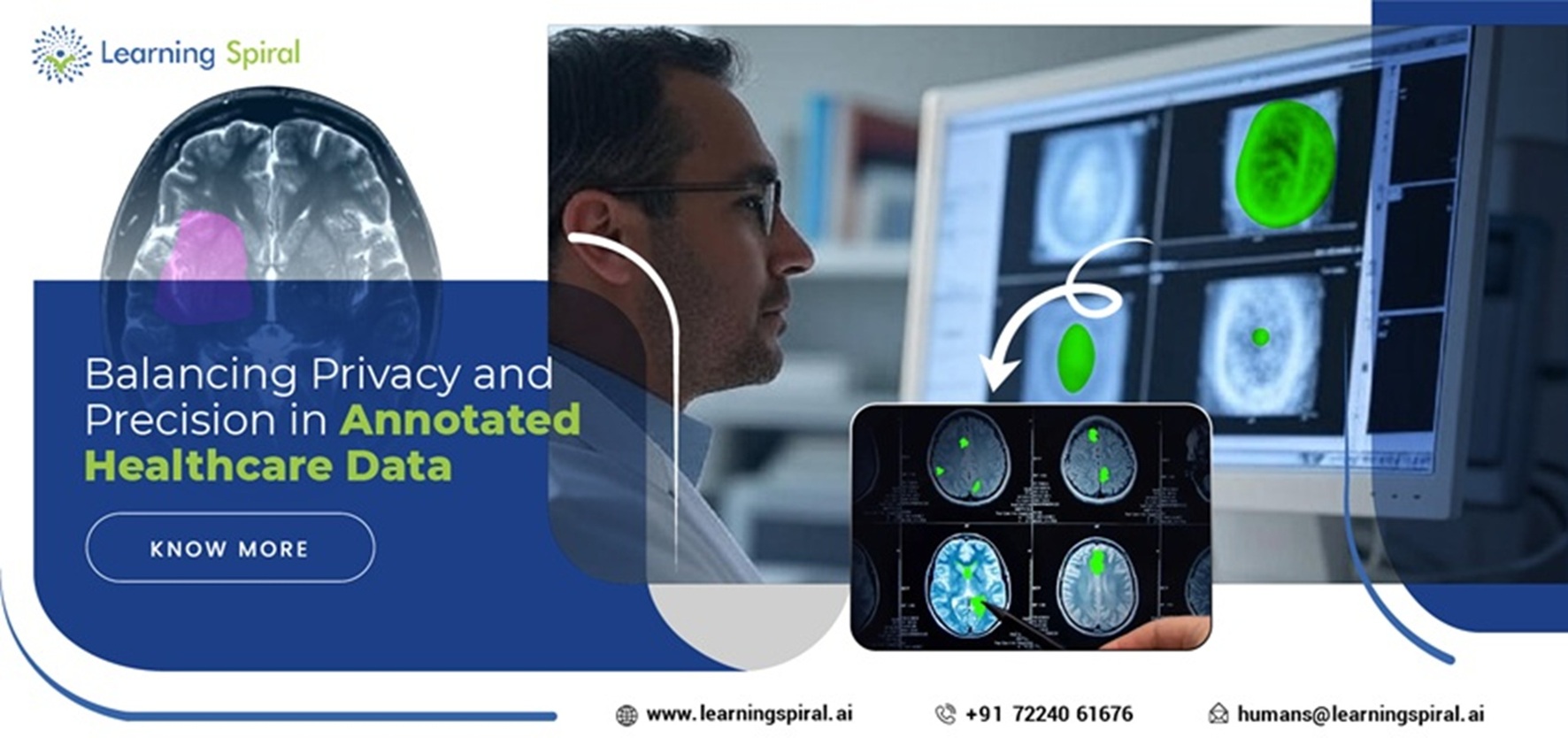 Illustration of secure healthcare data annotation with AI, highlighting privacy protection and precision for medical image and text labeling.